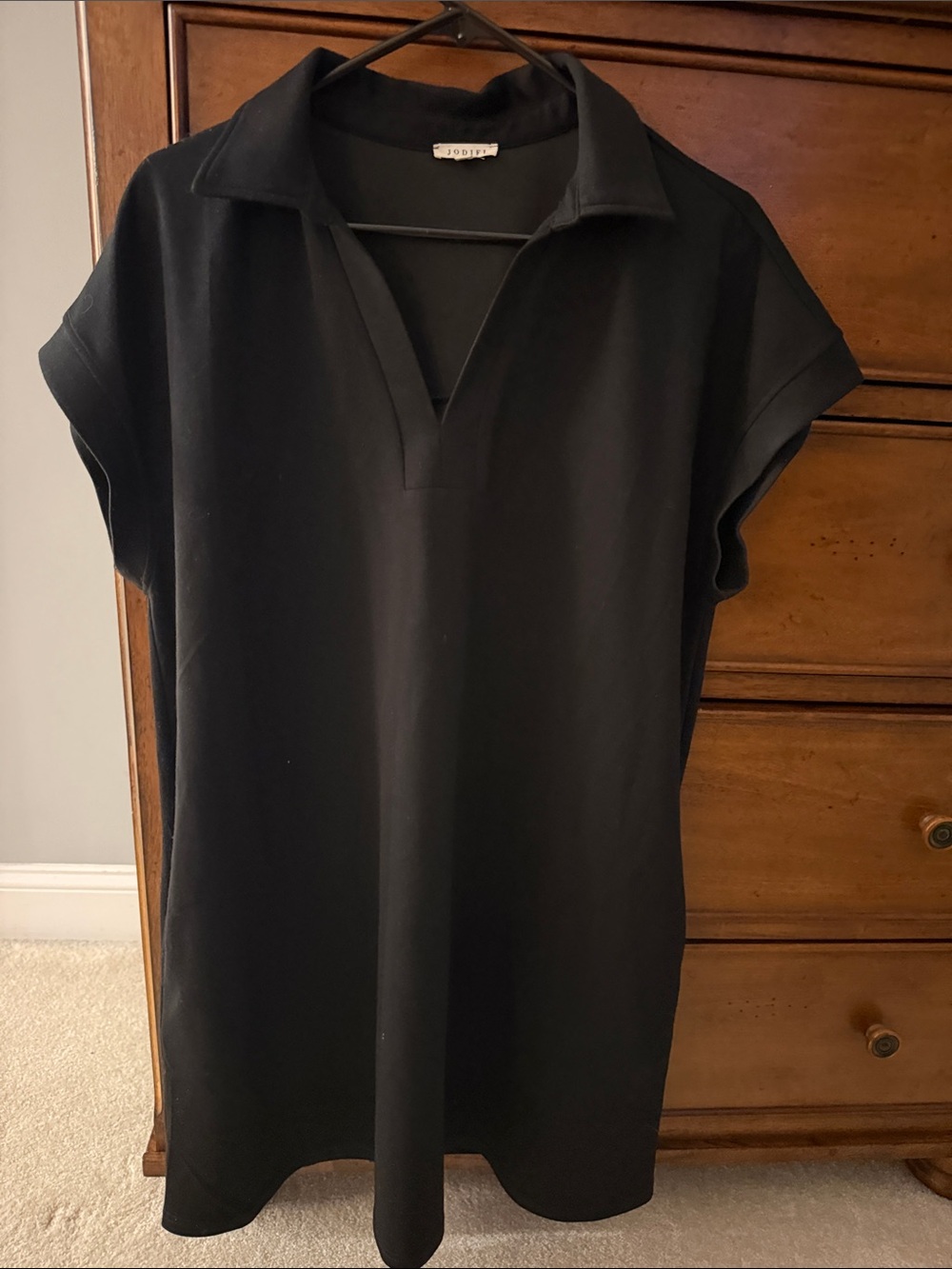 Jodifl Black Polo-Style Cap Sleeve Top